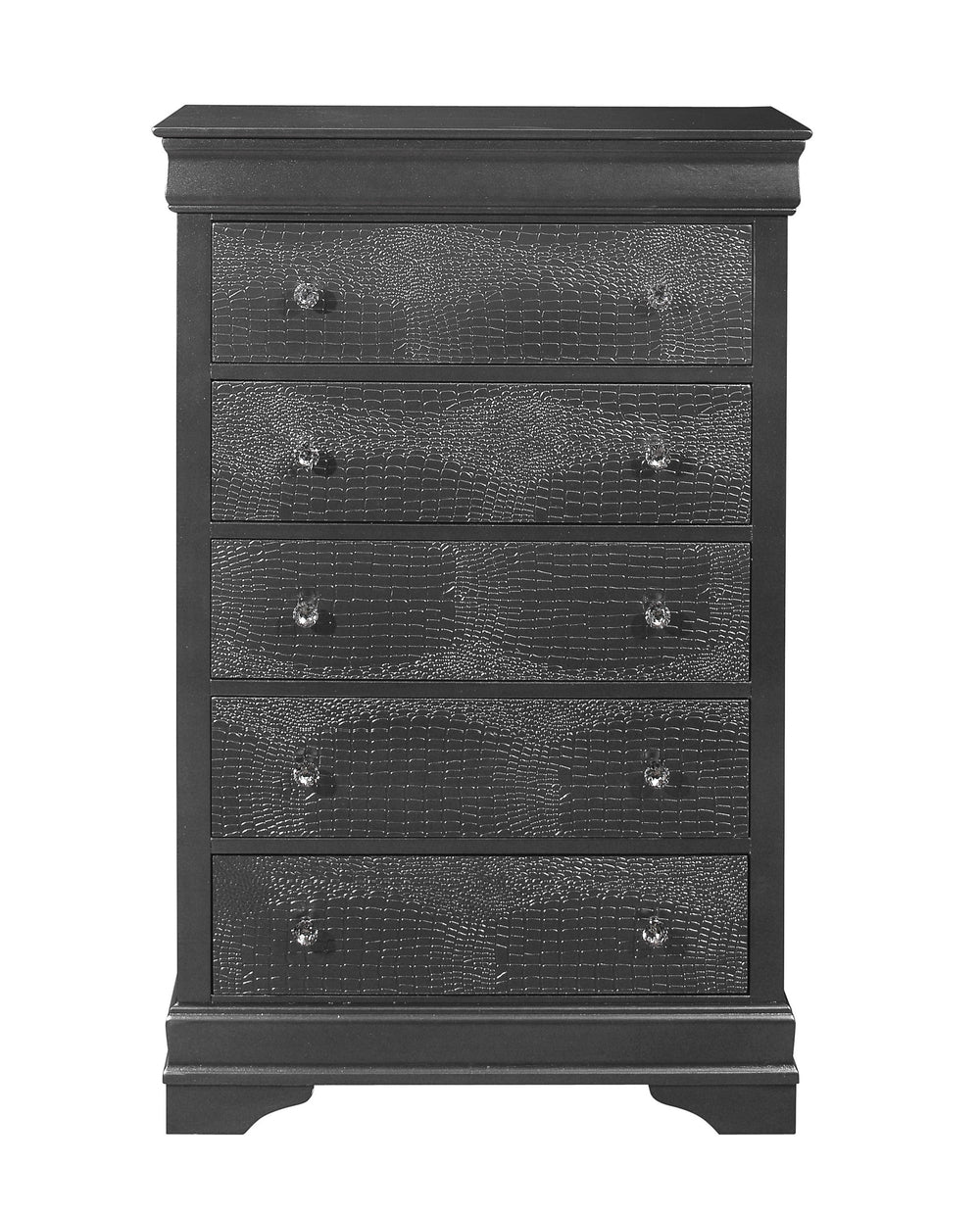 31" Metallic Grey Solid Wood Five Drawer Chest - Homeroots