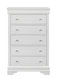 31" Metallic White Solid Wood Five Drawer Chest - Homeroots