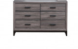 58" Gray Solid and Manufactured Wood Six Drawer Double Dresser - Homeroots