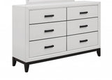 58" White Solid Wood Six Drawer Double Dresser - Homeroots - Flyclothing LLC