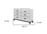 58" White Solid Wood Six Drawer Double Dresser - Homeroots - Flyclothing LLC