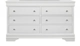 58" Metallic White Solid Wood Six Drawer Double Dresser - Homeroots