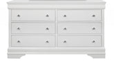 58" Metallic White Solid Wood Six Drawer Double Dresser