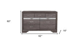62" Grey Solid Wood Nine Drawer Double Dresser - Homeroots