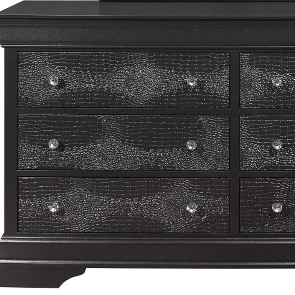 58" Metallic Grey Solid Wood Six Drawer Double Dresser - Homeroots