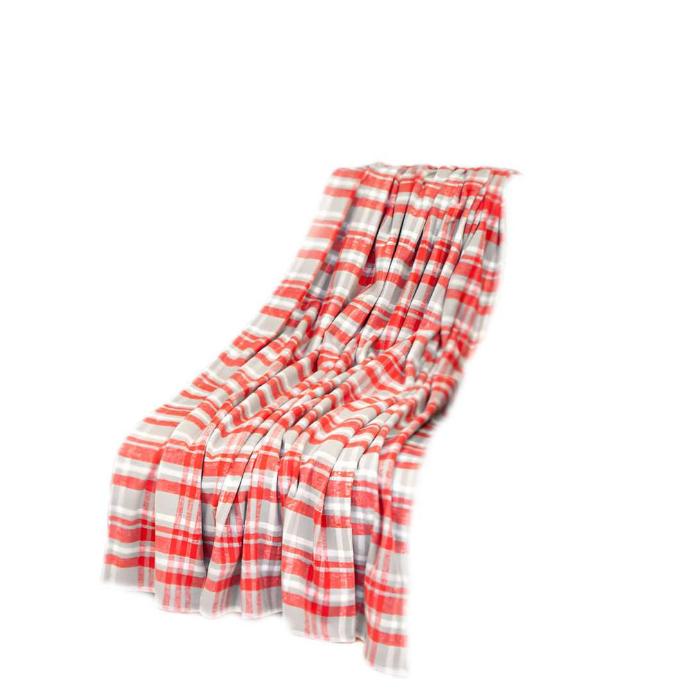 Red Woven Cotton Plaid Throw Blanket - Homeroots - Flyclothing LLC