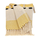 50" X 60" Yellow and Ivory Woven Cotton Striped Throw Blanket with Tassels - Homeroots - Flyclothing LLC