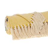 50" X 60" Yellow and Ivory Woven Cotton Striped Throw Blanket with Tassels - Homeroots - Flyclothing LLC