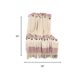 50" X 60" Purple and Ivory Woven Cotton Striped Throw Blanket with Tassels - Homeroots - Flyclothing LLC