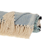 50" X 60" Blue and Ivory Woven Cotton Striped Throw Blanket with Tassels - Homeroots - Flyclothing LLC