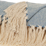 50" X 60" Blue and Ivory Woven Cotton Striped Throw Blanket with Tassels - Homeroots - Flyclothing LLC