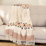 50" X 60" Brown and Ivory Woven Cotton Striped Throw Blanket with Tassels - Homeroots - Flyclothing LLC