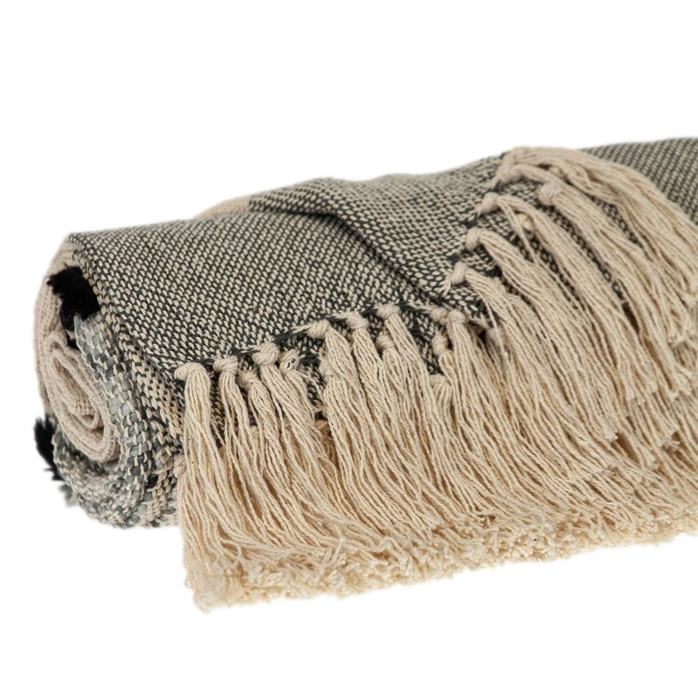 Gray Woven Cotton Abstract Throw Blanket - Homeroots - Flyclothing LLC