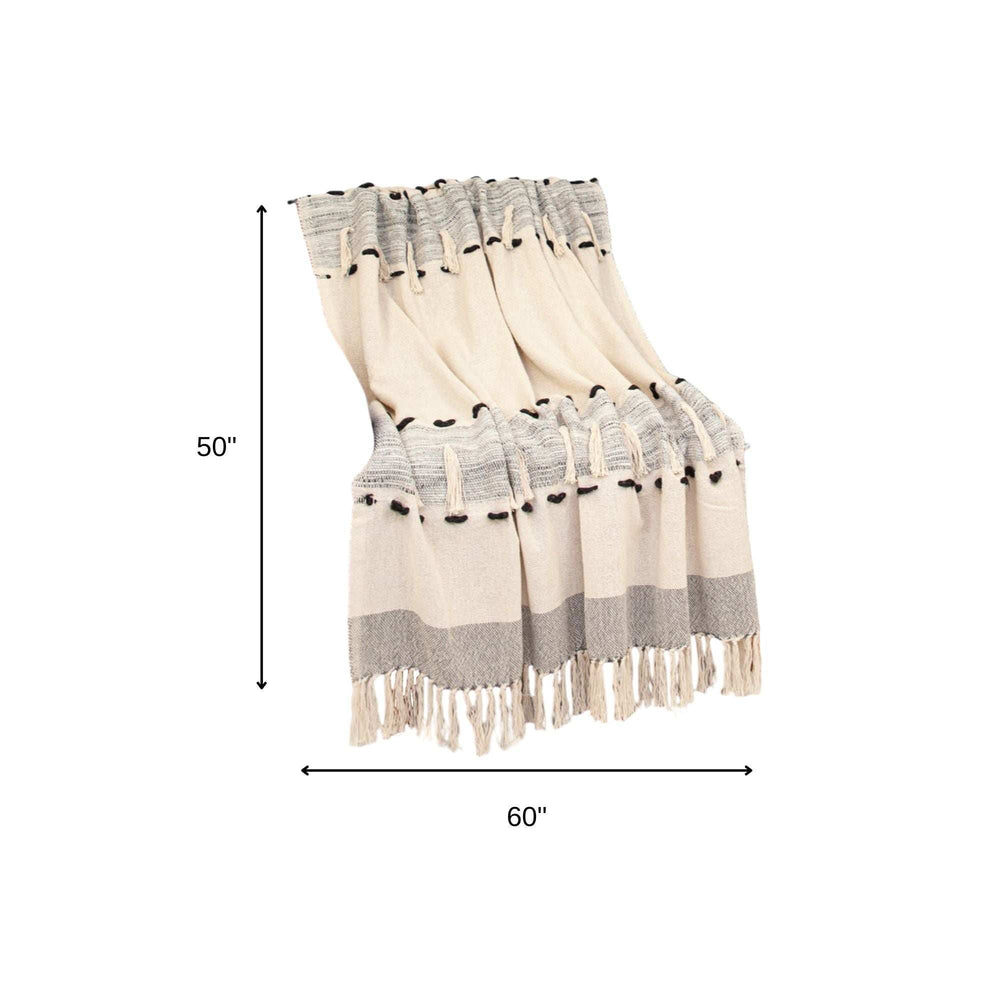 Gray Woven Cotton Abstract Throw Blanket - Homeroots - Flyclothing LLC