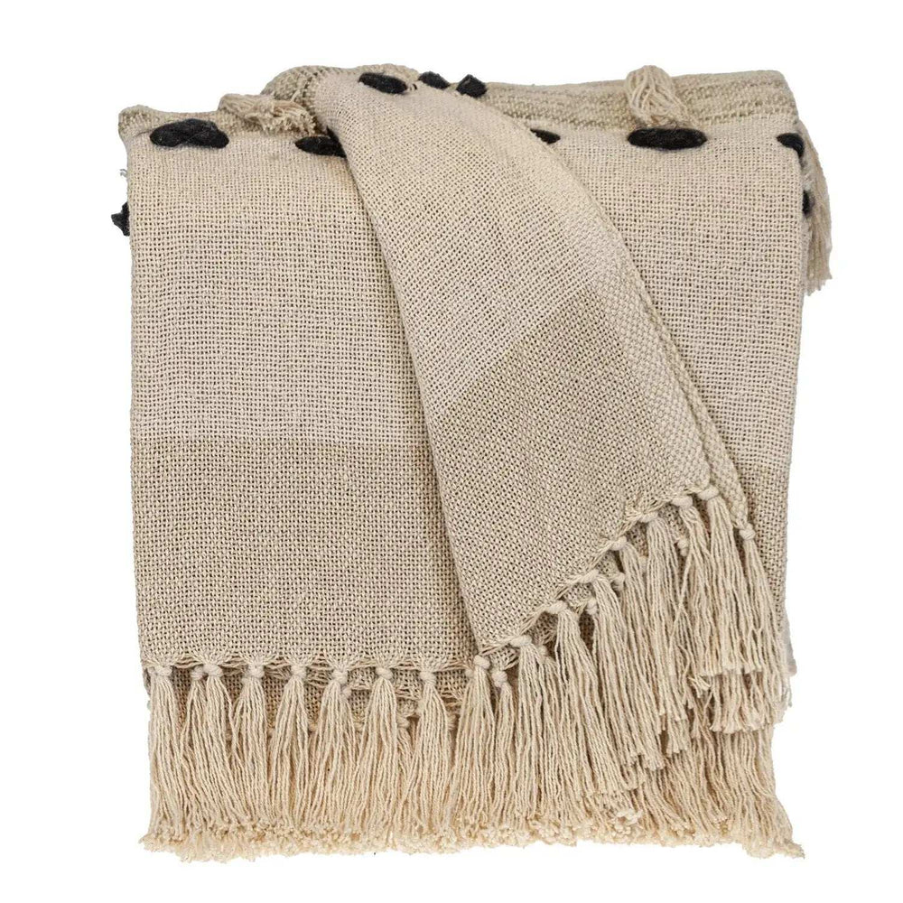 Beige Woven Cotton Abstract Throw Blanket - Homeroots - Flyclothing LLC
