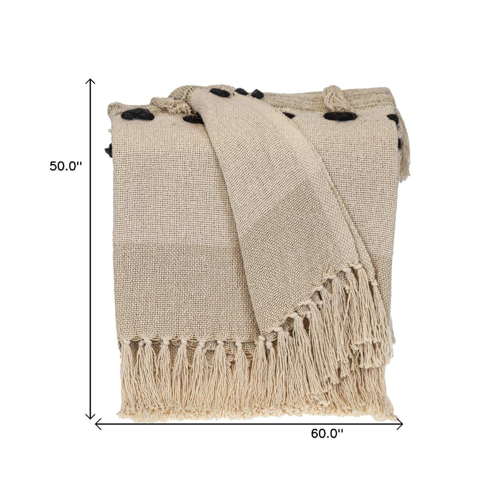 Beige Woven Cotton Abstract Throw Blanket - Homeroots - Flyclothing LLC