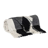 Black and White Woven Cotton Striped Throw Blanket - Homeroots - Flyclothing LLC