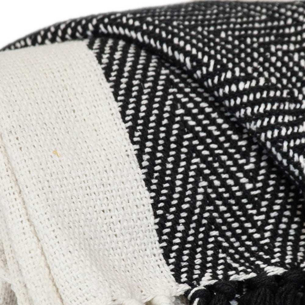 Black and White Woven Cotton Striped Throw Blanket - Homeroots - Flyclothing LLC