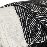 Black and White Woven Cotton Striped Throw Blanket - Homeroots - Flyclothing LLC