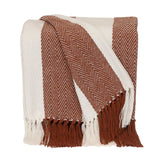 Burnt Orange Woven Cotton Striped Throw Blanket - Homeroots - Flyclothing LLC