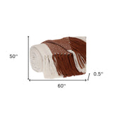 Burnt Orange Woven Cotton Striped Throw Blanket - Homeroots - Flyclothing LLC