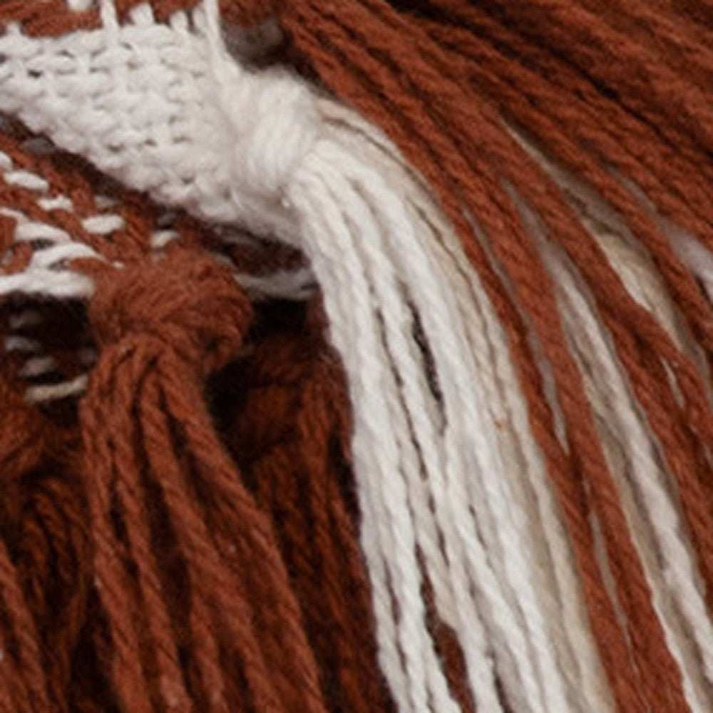 Burnt Orange Woven Cotton Striped Throw Blanket - Homeroots - Flyclothing LLC