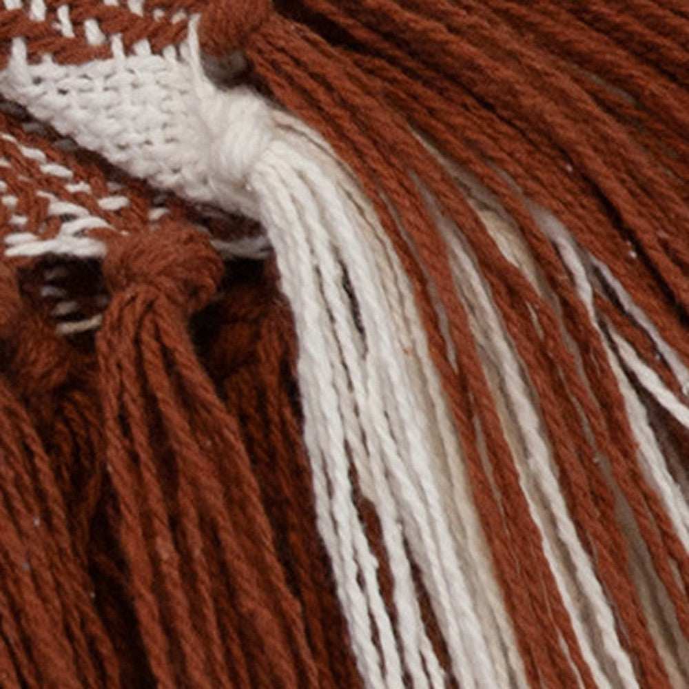 Burnt Orange Woven Cotton Striped Throw Blanket - Homeroots - Flyclothing LLC