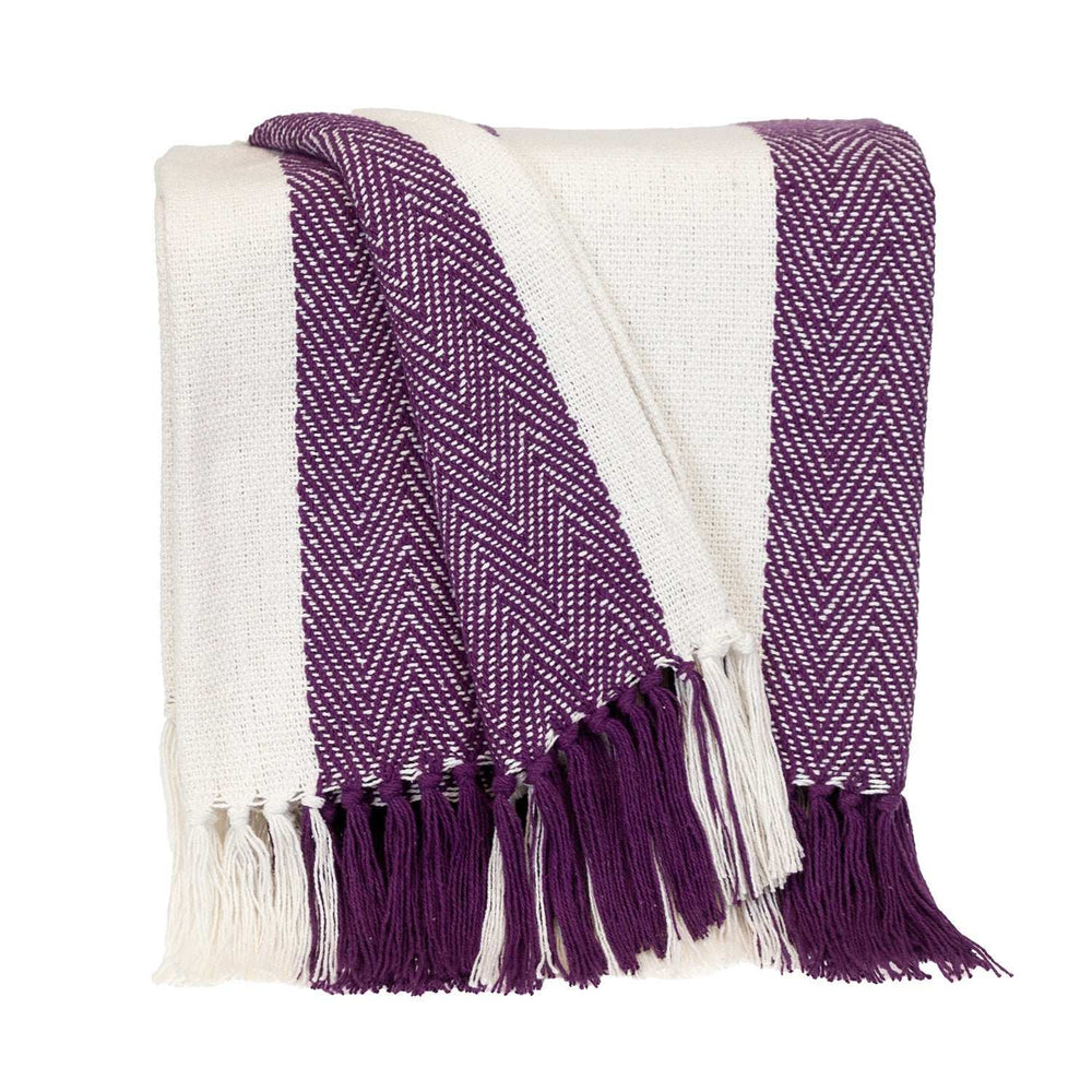 Purple Woven Cotton Throw Blanket - Homeroots - Flyclothing LLC