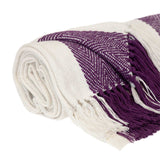 Purple Woven Cotton Throw Blanket - Homeroots - Flyclothing LLC