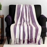 Purple Woven Cotton Throw Blanket - Homeroots - Flyclothing LLC