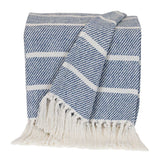 Blue Woven Cotton Striped Throw Blanket - Homeroots - Flyclothing LLC