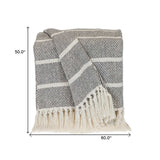 Gray Woven Cotton Striped Throw Blanket - Homeroots - Flyclothing LLC