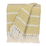 Yellow Woven Cotton Striped Throw Blanket - Homeroots - Flyclothing LLC