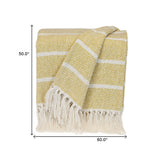 Yellow Woven Cotton Striped Throw Blanket - Homeroots - Flyclothing LLC
