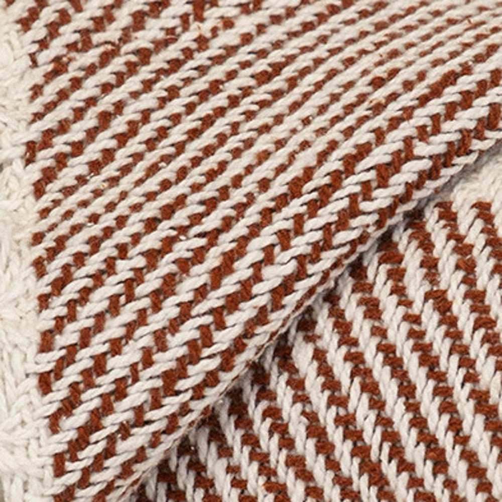Burnt Orange Woven Cotton Striped Throw Blanket - Homeroots - Flyclothing LLC