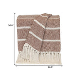 Burnt Orange Woven Cotton Striped Throw Blanket - Homeroots - Flyclothing LLC