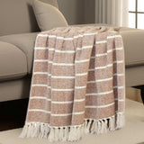 Burnt Orange Woven Cotton Striped Throw Blanket - Homeroots - Flyclothing LLC