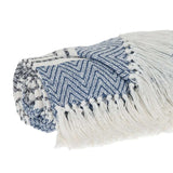 Blue Woven Cotton Striped Throw Blanket - Homeroots - Flyclothing LLC
