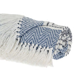 Blue Woven Cotton Striped Throw Blanket - Homeroots - Flyclothing LLC
