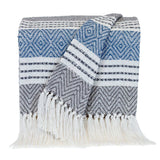 Charcoal Woven Cotton Striped Throw Blanket - Homeroots - Flyclothing LLC