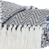 Charcoal Woven Cotton Striped Throw Blanket - Homeroots - Flyclothing LLC