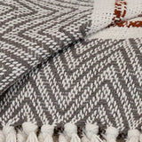 Gray and White Woven Cotton Striped Throw Blanket - Homeroots - Flyclothing LLC