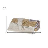 Mustard Woven Cotton Striped Throw Blanket - Homeroots - Flyclothing LLC