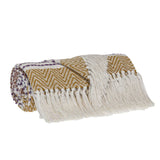 Mustard Woven Cotton Striped Throw Blanket - Homeroots - Flyclothing LLC