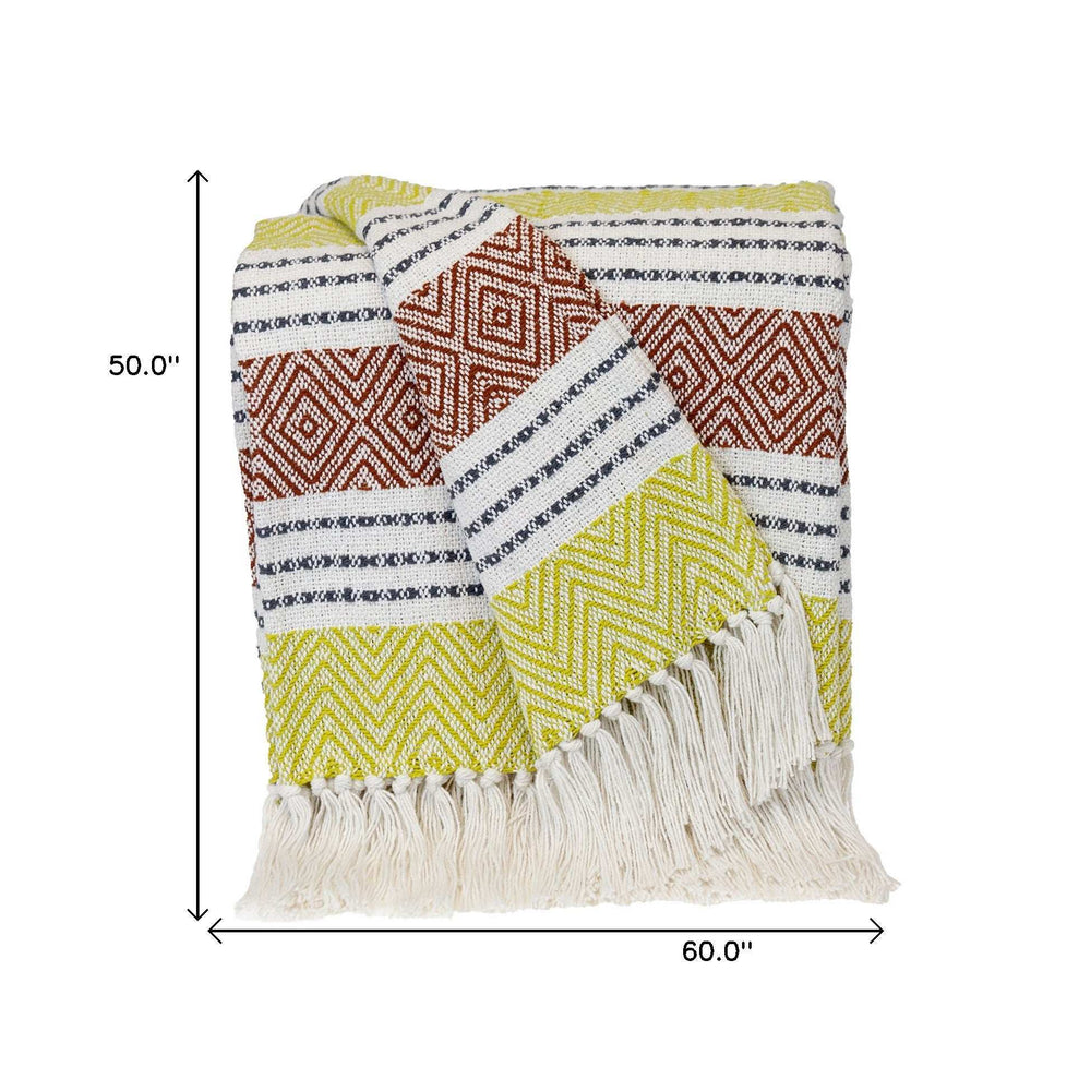 Burnt Orange Woven Cotton Striped Throw Blanket - Homeroots - Flyclothing LLC