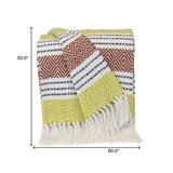 Burnt Orange Woven Cotton Striped Throw Blanket - Homeroots - Flyclothing LLC