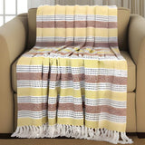 Burnt Orange Woven Cotton Striped Throw Blanket - Homeroots - Flyclothing LLC
