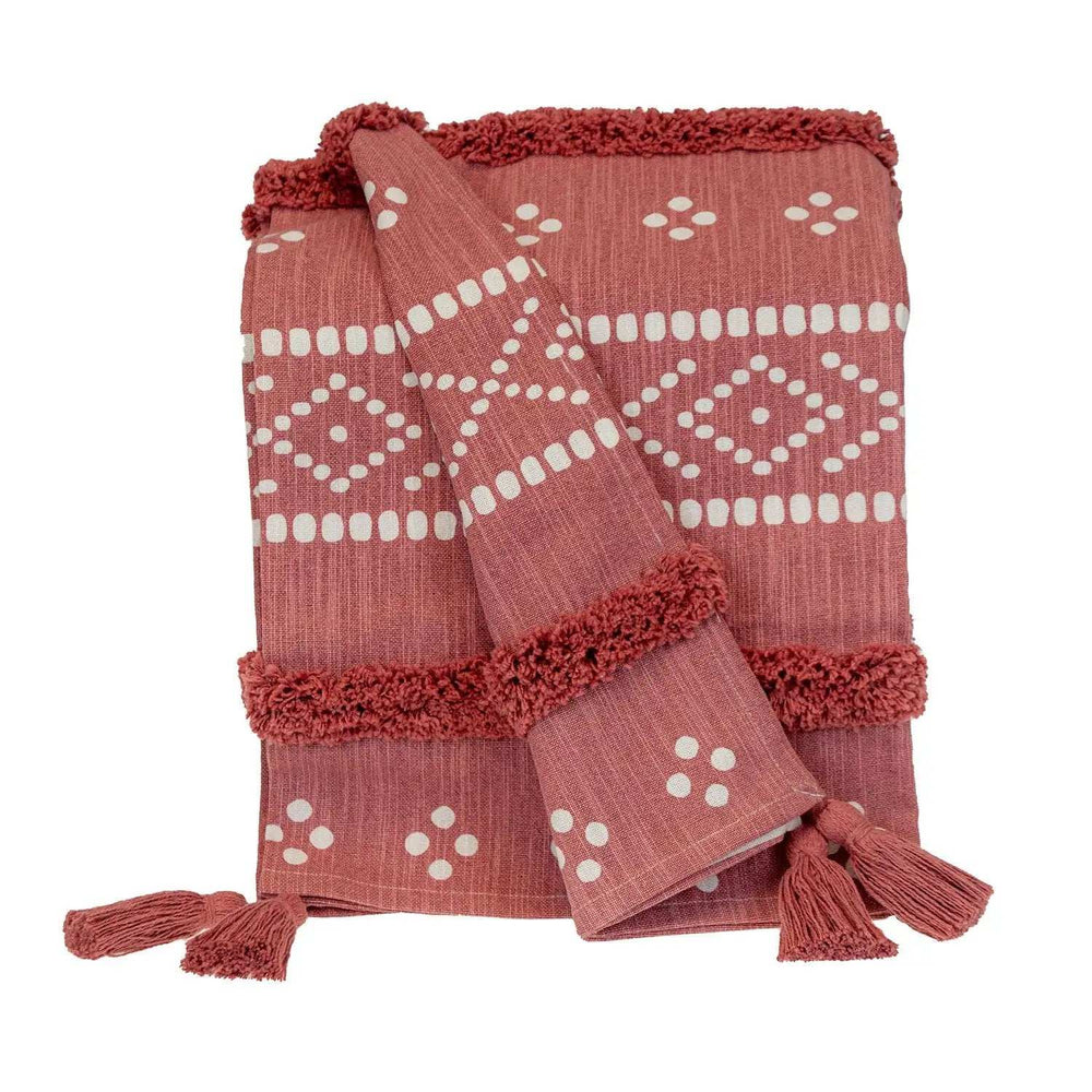Pink Woven Cotton Striped Throw Blanket - Homeroots - Flyclothing LLC