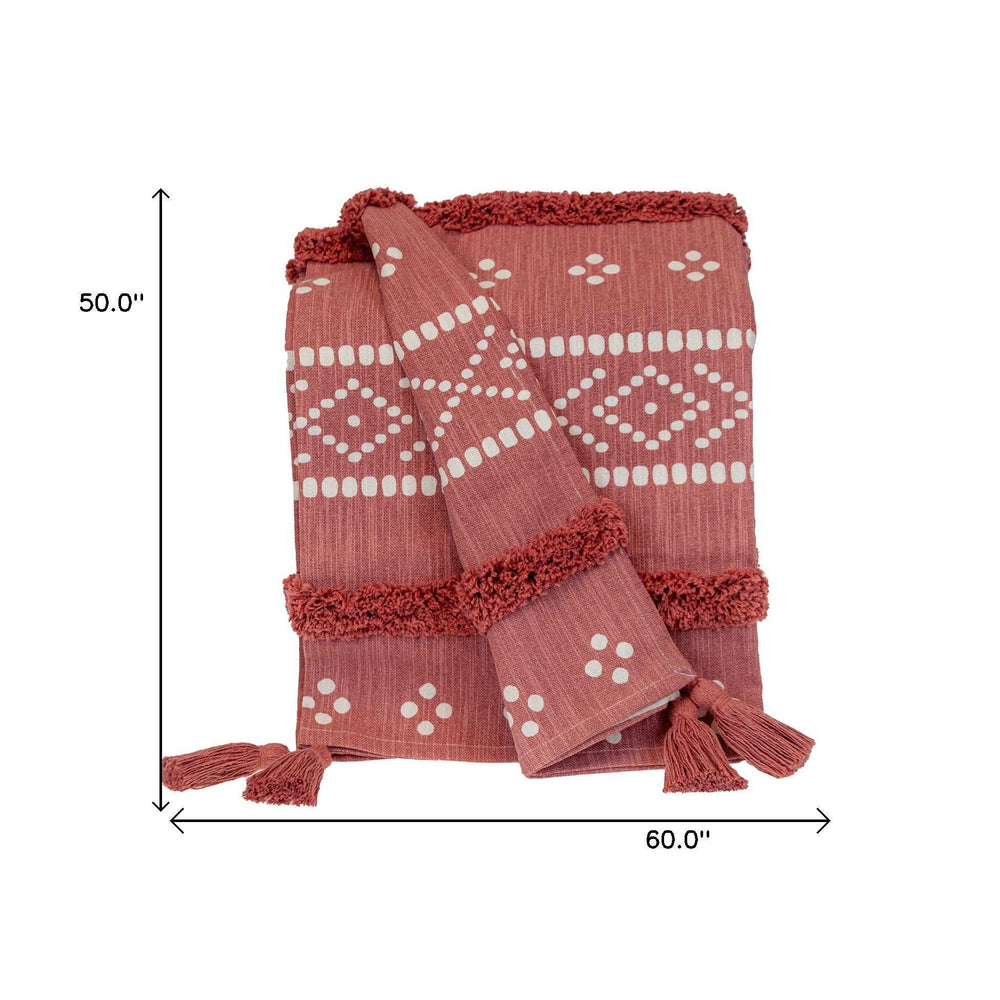 Pink Woven Cotton Striped Throw Blanket - Homeroots - Flyclothing LLC