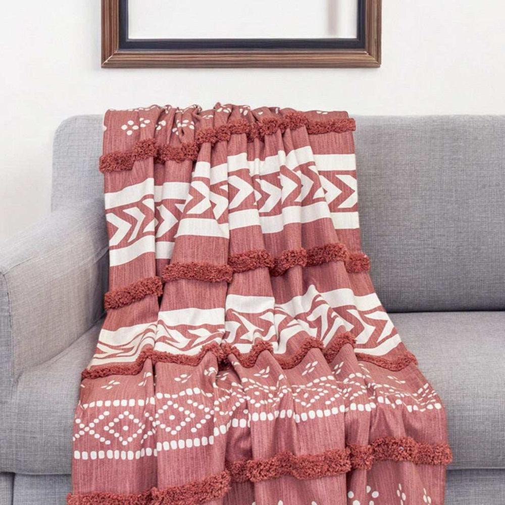 Pink Woven Cotton Striped Throw Blanket - Homeroots - Flyclothing LLC